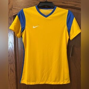 Nike soccer Yellow and Blue women’s dri fit tshirt